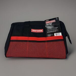 NWT Craftsman 13 in W X 9.75 in H Wide Mouth Tool Bag 6 Pocket Black/Red 513100